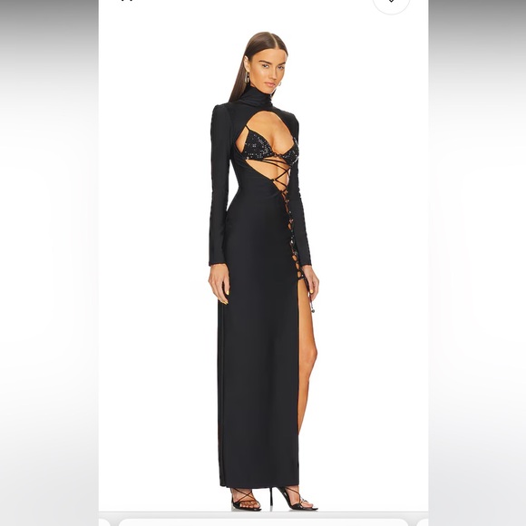 Dundas Coco Royal Gown Dress Black Detachable Embellished Bra IT48 US 8/10 $2990 - Picture 3 of 17